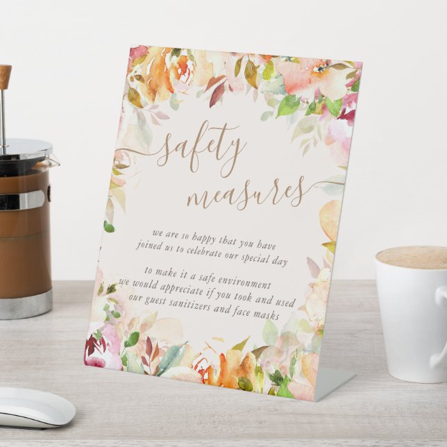 Summer Floral Garden Safety Measures Pedestal Sign (In SItu)