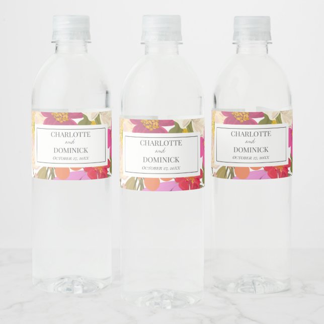 Summer Floral Garden Wedding Favors   Water Bottle Label (Bottles)