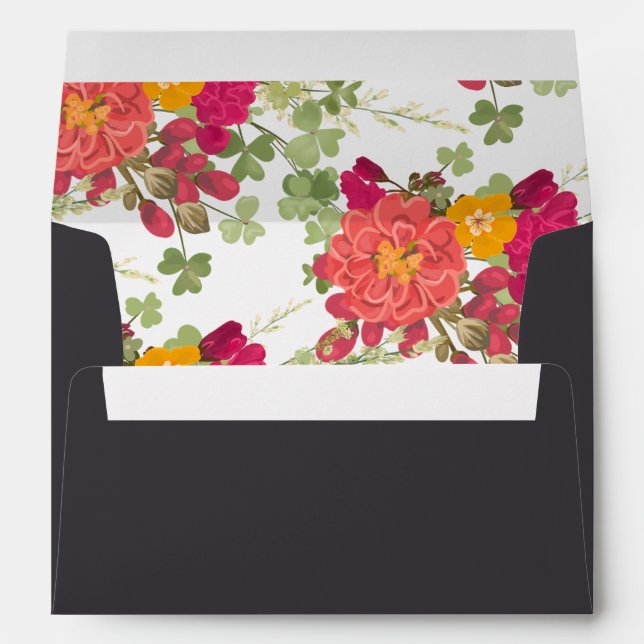 Summer Floral Garden Wildflower Wedding  Envelope (Back (Bottom))