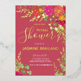 Summer Floral Garden Wildflowers Bridal Shower Foi Foil Invitation