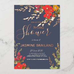 Summer Floral Garden Wildflowers Bridal Shower Foil Invitation