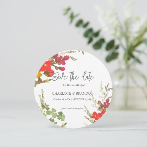 Summer Floral Garden Wildflowers Wedding  Announcement