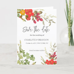Summer Floral Garden Wildflowers Wedding Announcement