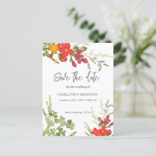 Summer Floral Garden Wildflowers Wedding Announcement Postcard