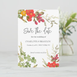 Summer Floral Garden Wildflowers Wedding Save The Date