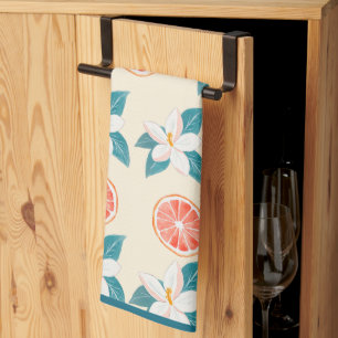 Summer Floral Grapefruit – Coastal Citrus Design Kitchen Towel