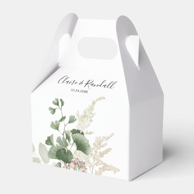 Summer Floral Green Foliage Wedding  Favor Boxes (Front Side)