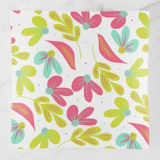 Summer Floral Greenery         Trinket Tray (Front)