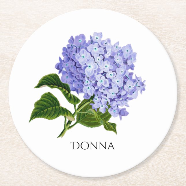 Summer Floral Hydrangea Personalized Coasters (Front)