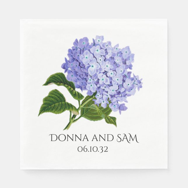 Summer Floral Hydrangea Wedding Cocktail Napkins (Front)