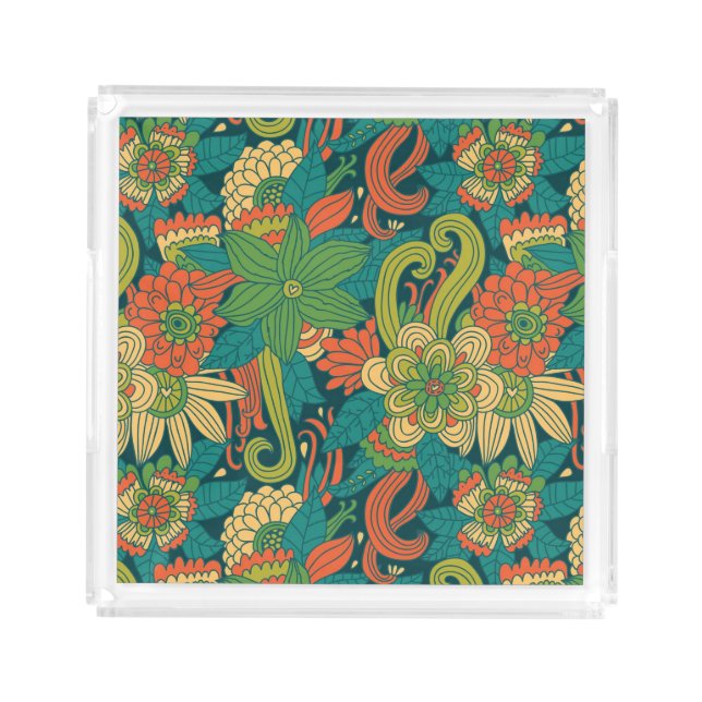 Summer floral pattern acrylic tray (Front)