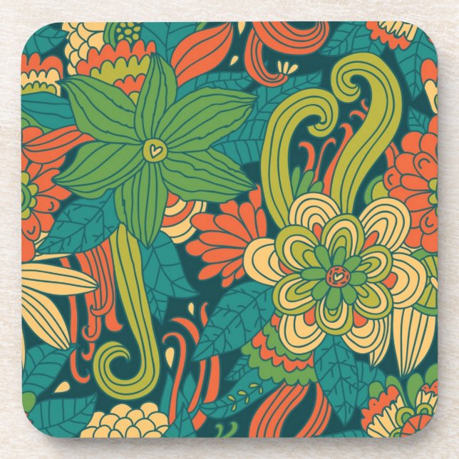 Summer floral pattern drink coaster (Front)