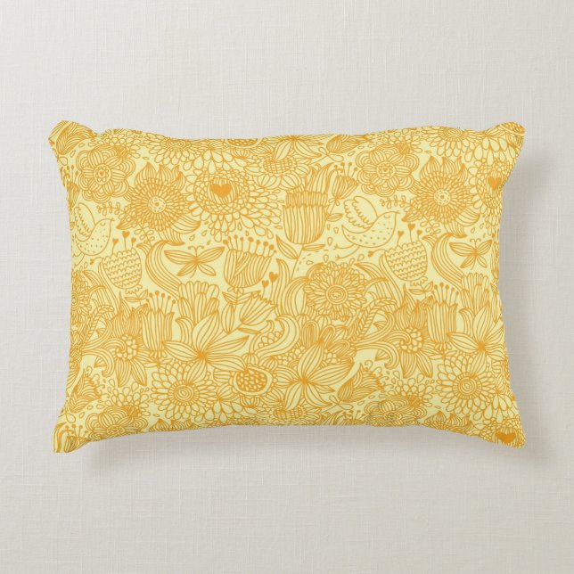 Summer floral pattern in warm colors accent pillow (Front)