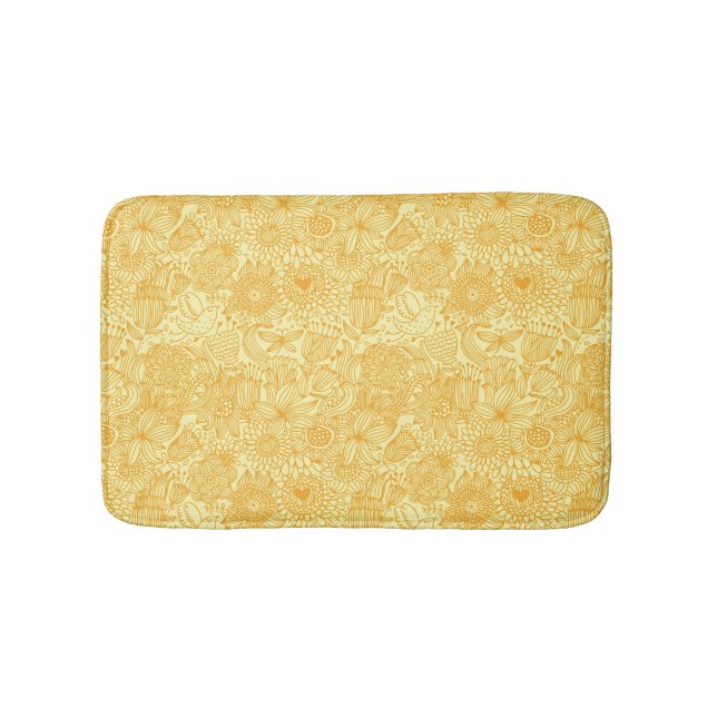 Summer floral pattern in warm colors bath mat (Front)