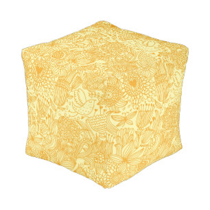Summer floral pattern in warm colors pouf