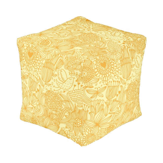 Summer floral pattern in warm colors pouf (Angled Front)
