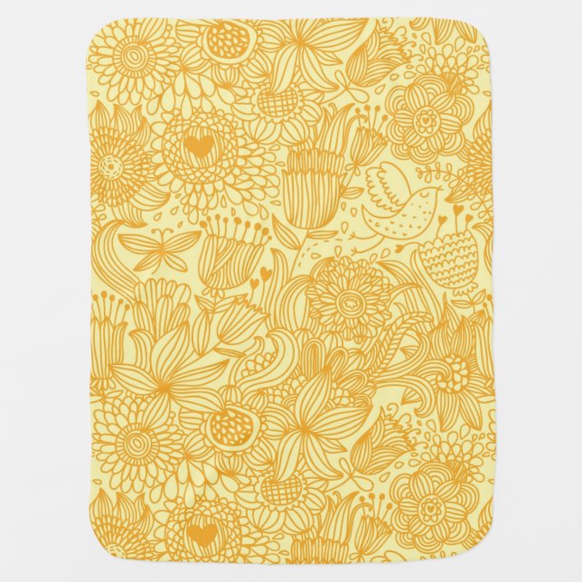Summer floral pattern in warm colors receiving blanket (Front)