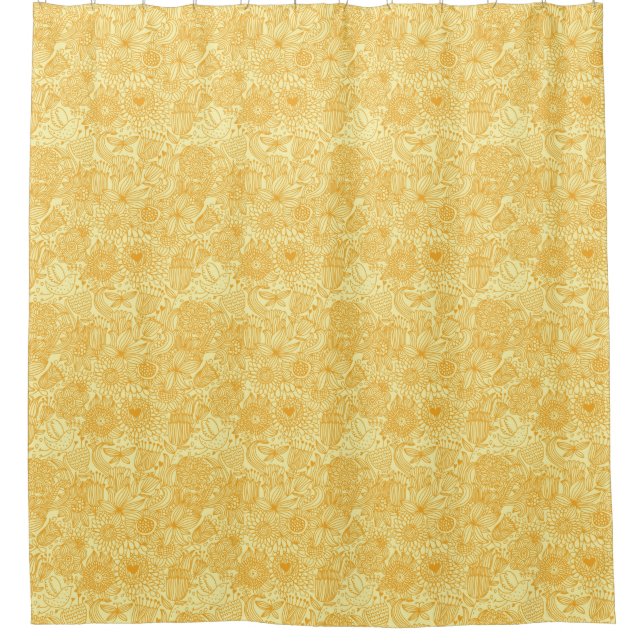Summer floral pattern in warm colors shower curtain (Front)