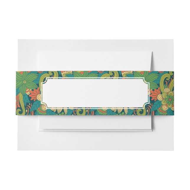 Summer floral pattern invitation belly band (Front Example)