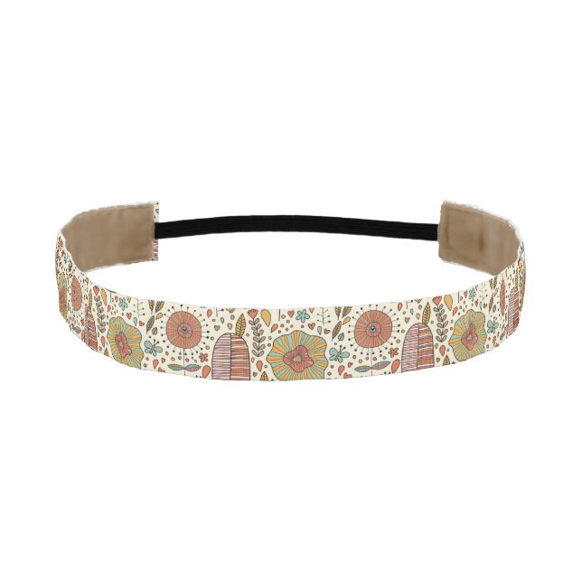 Summer floral pattern made of leaves athletic headband (Front)