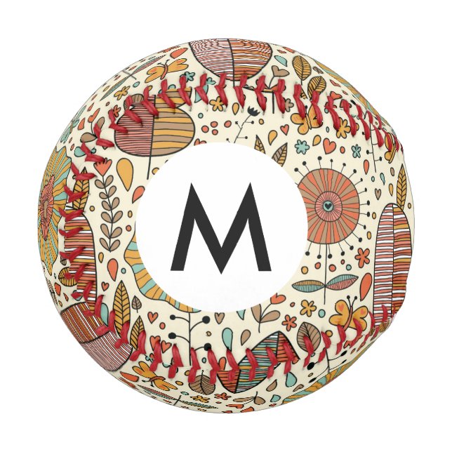 Summer floral pattern made of leaves baseball (Front Left)