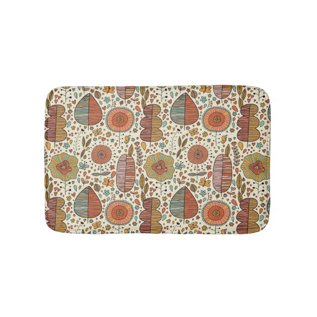 Summer floral pattern made of leaves bathroom mat (Front)