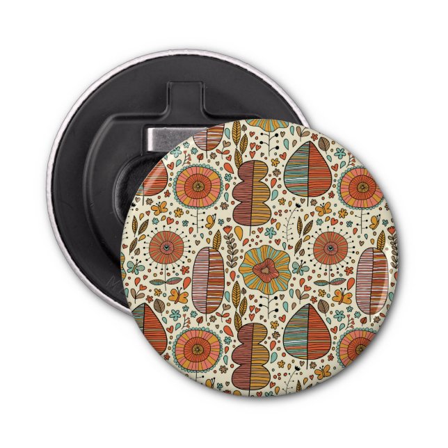 Summer floral pattern made of leaves bottle opener (Front)