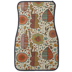 Summer floral pattern made of leaves car floor mat