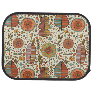 Summer floral pattern made of leaves car floor mat