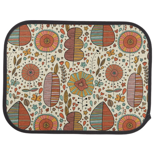 Summer floral pattern made of leaves car floor mat (Rear)