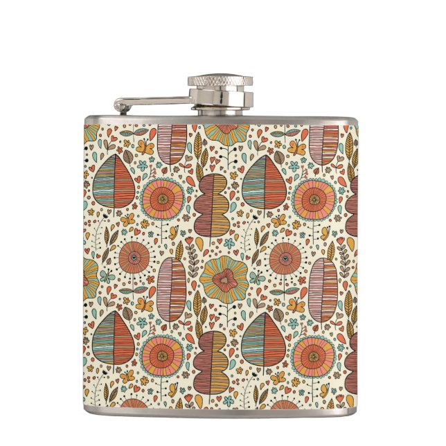 Summer floral pattern made of leaves flask (Front)