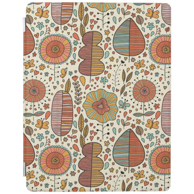 Summer floral pattern made of leaves iPad smart cover (Front)