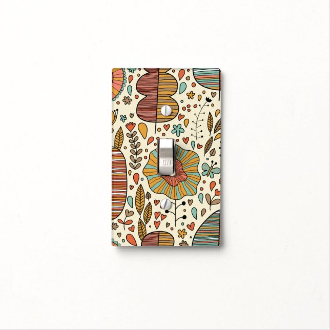 Summer floral pattern made of leaves light switch cover (In Situ)