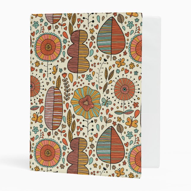 Summer floral pattern made of leaves mini binder (Front/Inside)