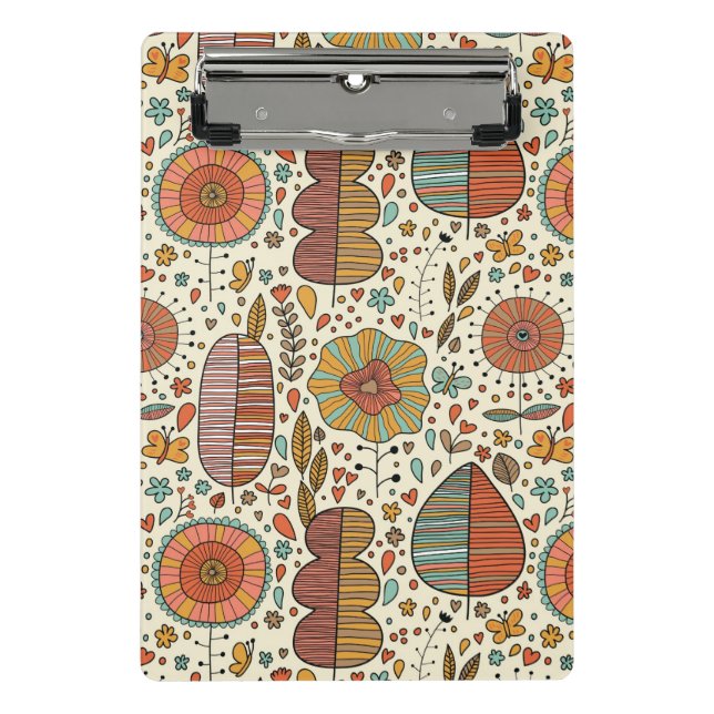 Summer floral pattern made of leaves mini clipboard (Front)