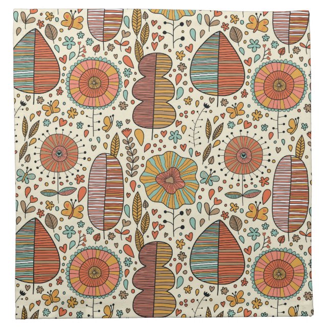 Summer floral pattern made of leaves napkin (Front)