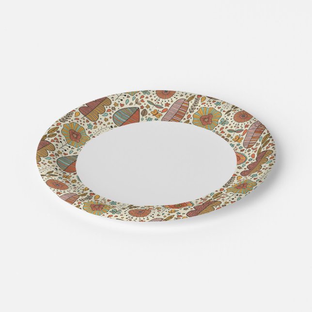 Summer floral pattern made of leaves paper plates (Angled)