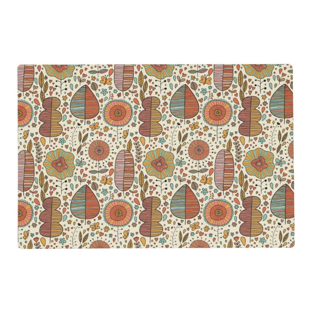 Summer floral pattern made of leaves placemat (Front)