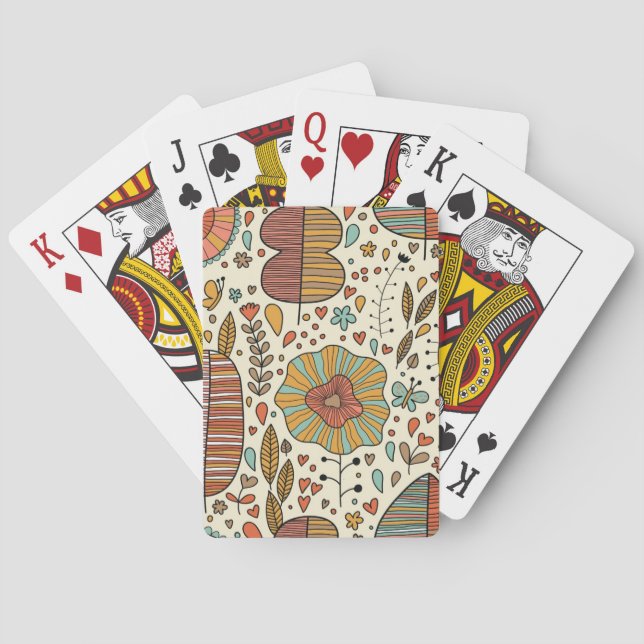 Summer floral pattern made of leaves poker cards (Back)