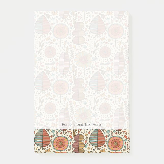 Summer floral pattern made of leaves post-it notes (Front)