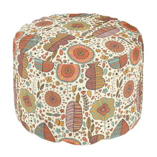 Summer floral pattern made of leaves pouf