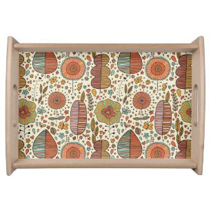 Summer floral pattern made of leaves serving tray
