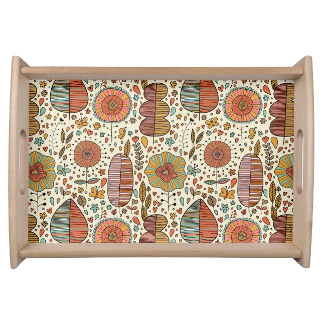 Summer floral pattern made of leaves serving tray (Front)
