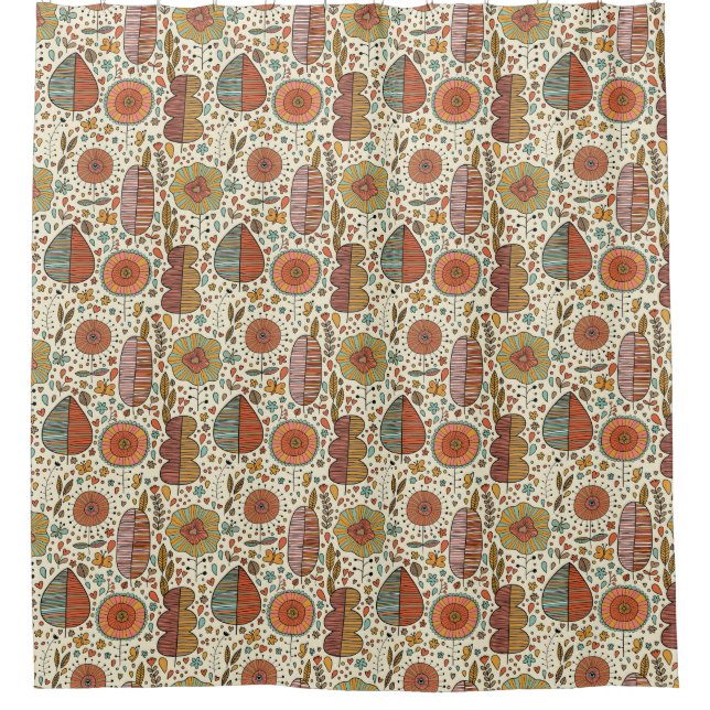 Summer floral pattern made of leaves shower curtain (Front)