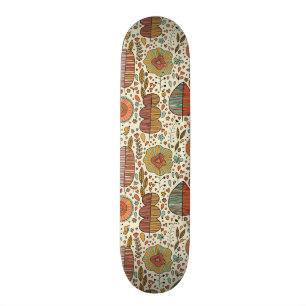Summer floral pattern made of leaves skateboard deck