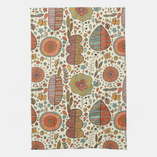 Summer floral pattern made of leaves towel
