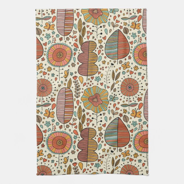 Summer floral pattern made of leaves towel (Vertical)