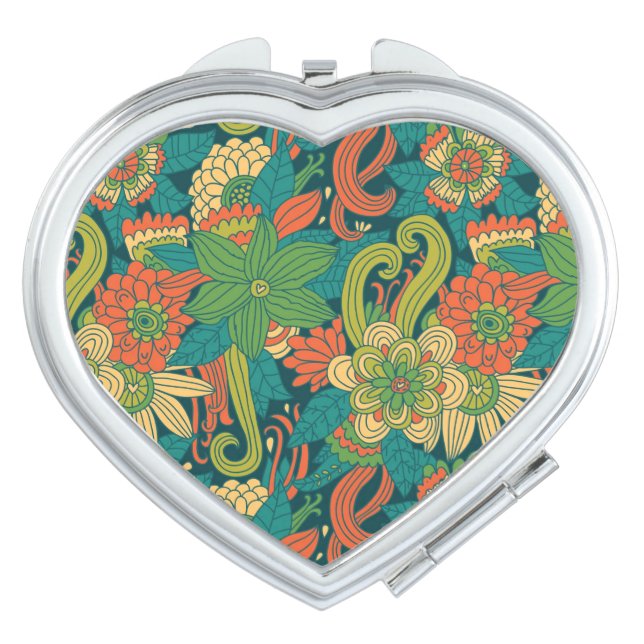 Summer floral pattern mirror for makeup (Front)