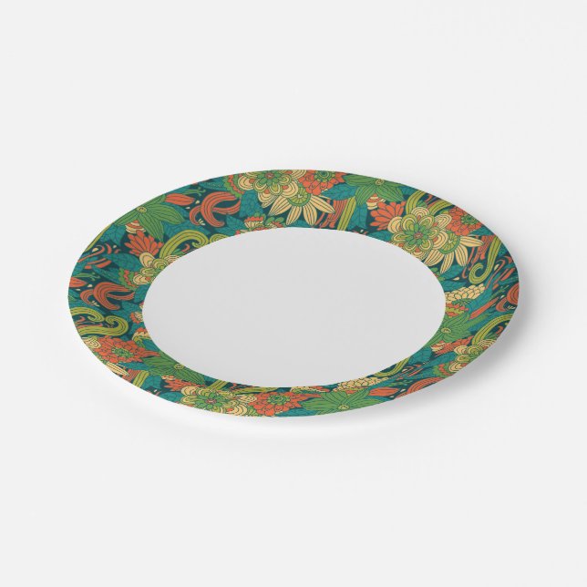 Summer floral pattern paper plates (Angled)
