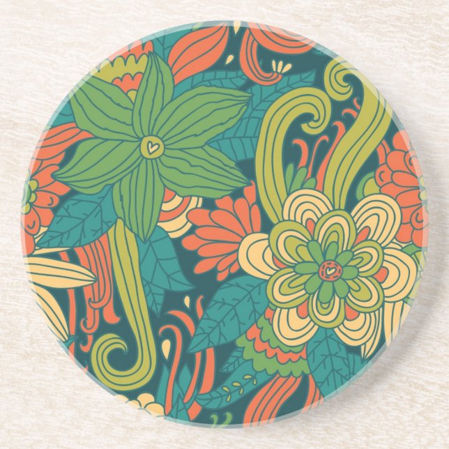 Summer floral pattern sandstone coaster (Front)